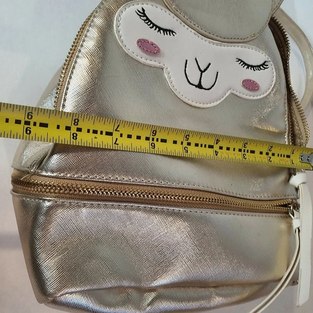Under One Sky Gold‎ Lamb Backpack 8x9 Cute Girls Bag Sheep Animal School Sparkle